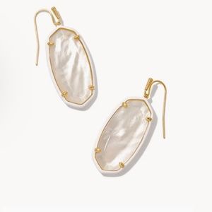 SALE-Kendra Scott Elle Gold Enamel Framed Drop Earrings in Ivory Mix